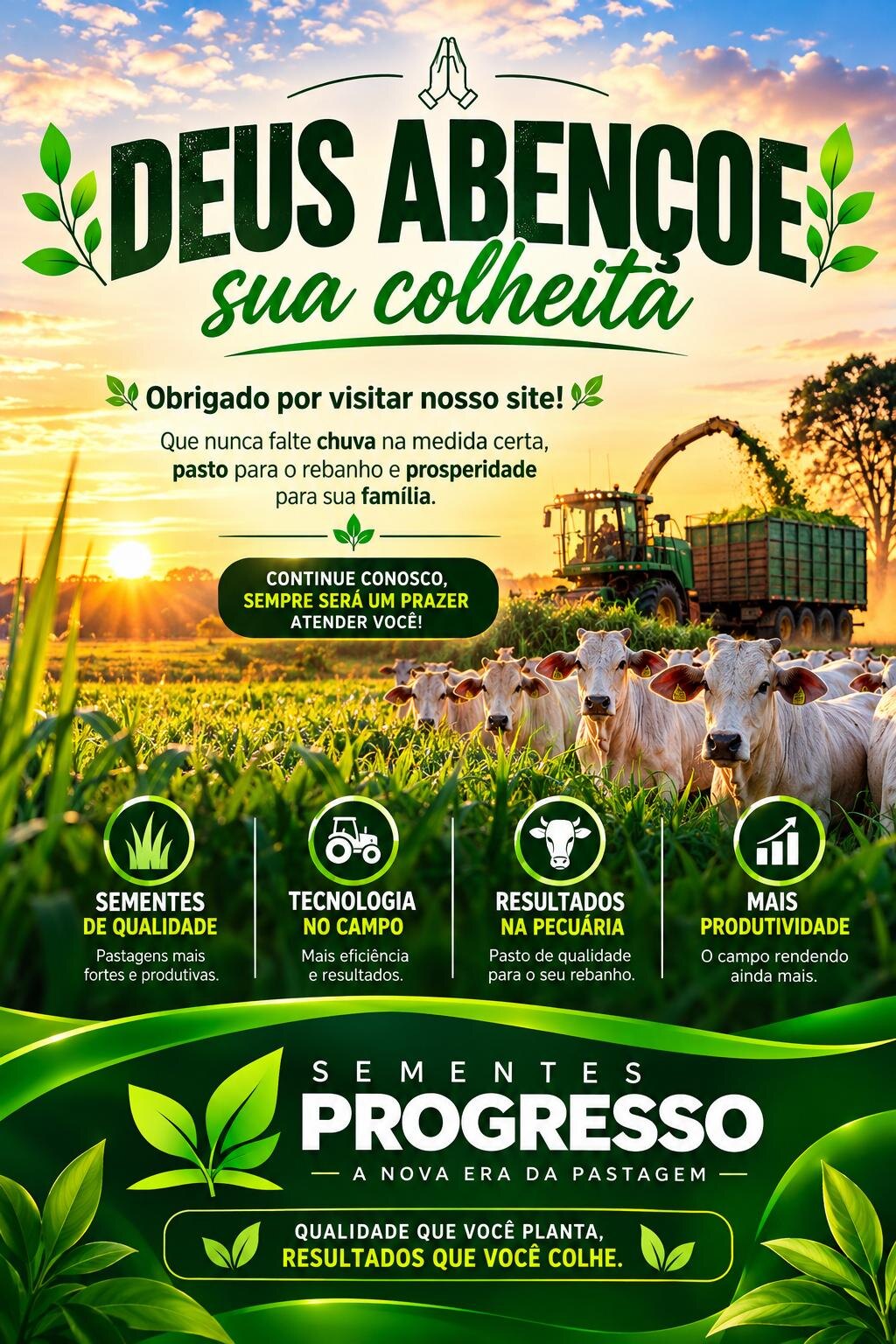 Deus abençoe sua colheita — Sementes Progresso